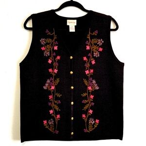 Crystal-Kobe Floral Embroidered Knit Vest